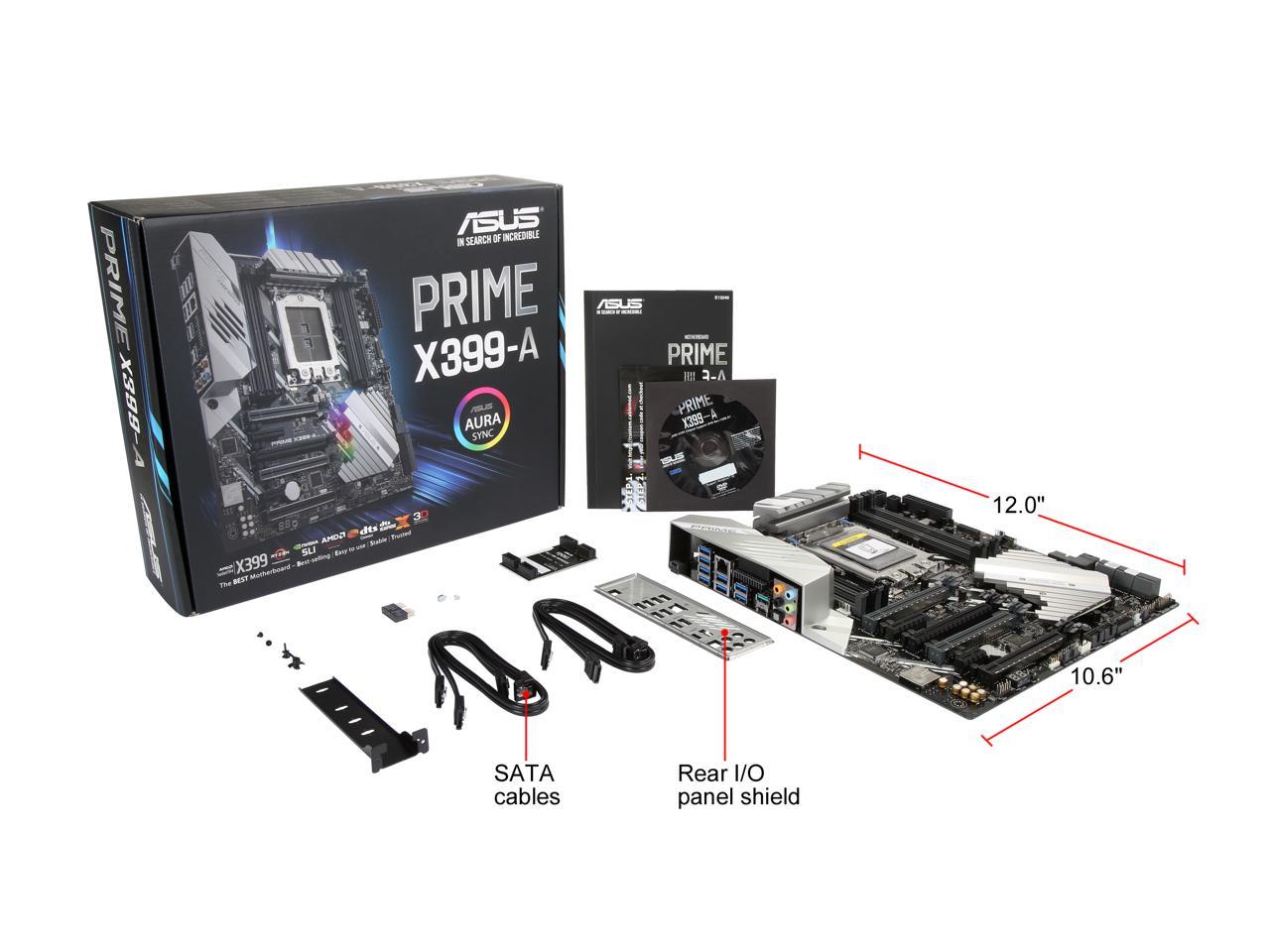 ASUS PRIME X399-A sTR4 AMD X399 SATA 6Gb/s USB 3.1 Extended ATX AMD Motherboard
