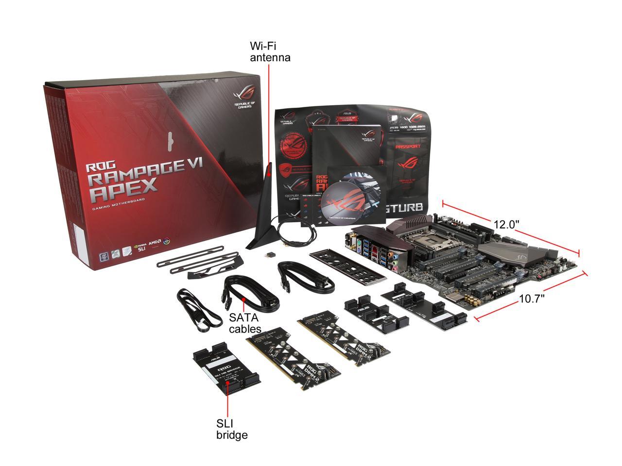 ASUS ROG RAMPAGE VI APEX LGA 2066 Intel X299 SATA 6Gb/s USB 3.1 USB 3.0 Extended ATX Intel Motherboard