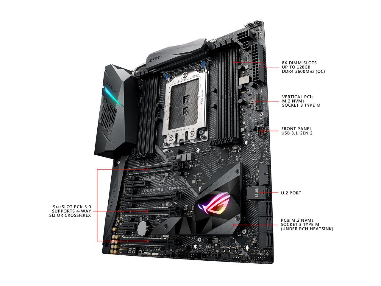 ASUS ROG Strix X399-E Gaming sTR4 AMD X399 SATA 6Gb/s USB 3.1 Extended ATX AMD Motherboard