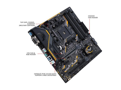 ASUS TUF B350M-PLUS GAMING AM4 AMD B350 SATA 6Gb/s Micro ATX AMD Motherboard