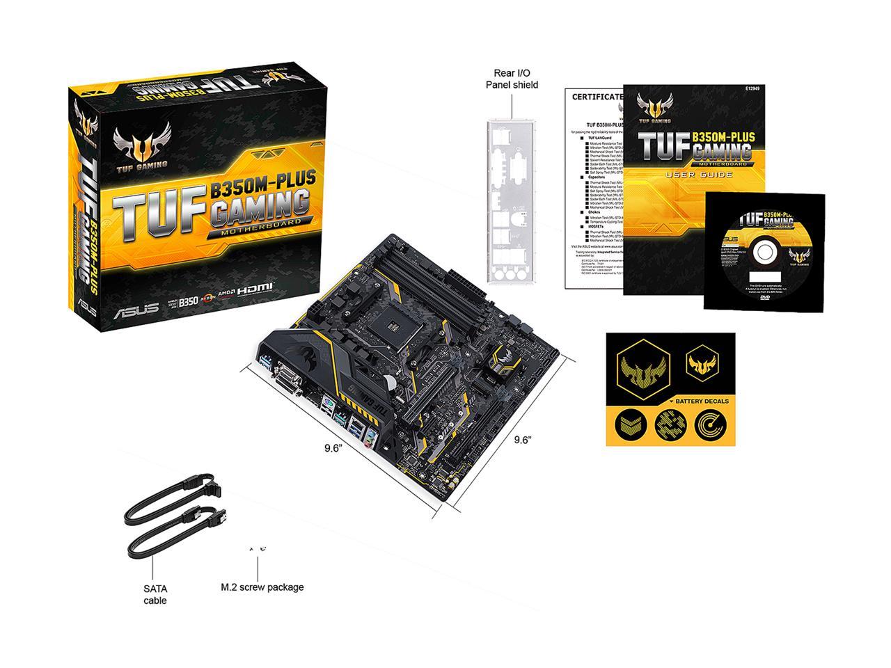 ASUS TUF B350M-PLUS GAMING AM4 AMD B350 SATA 6Gb/s Micro ATX AMD Motherboard