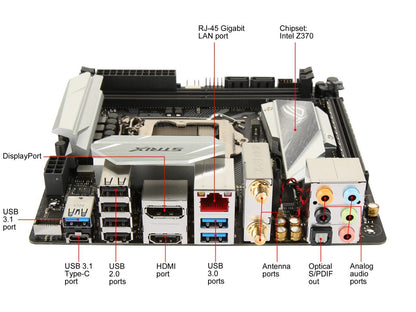 ASUS ROG Strix Z370-I Gaming LGA 1151 (300 Series) Intel Z370 HDMI SATA 6Gb/s USB 3.1 Mini ITX Intel Motherboard