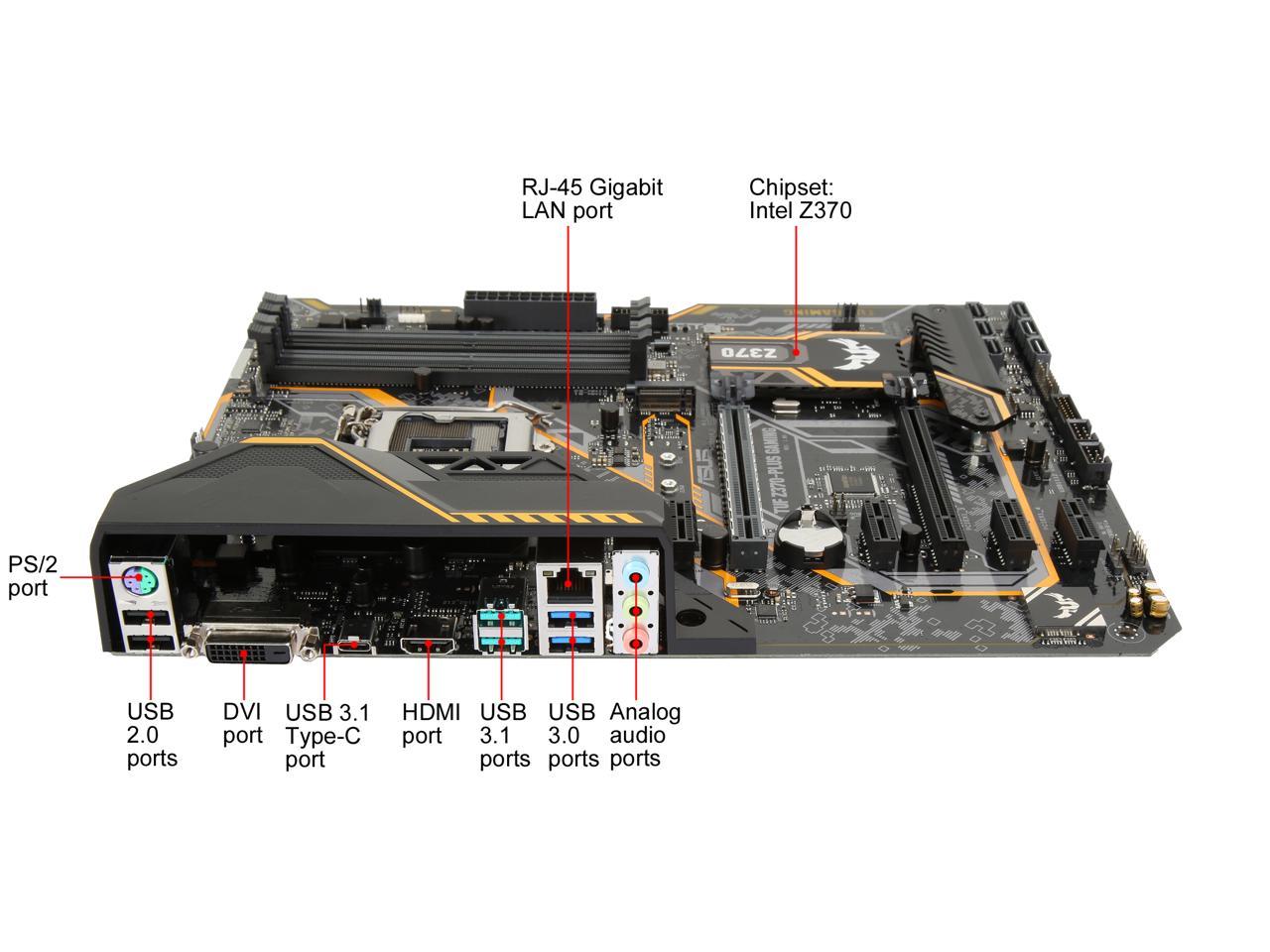 ASUS TUF Z370-Plus Gaming LGA 1151 (300 Series) Intel Z370 SATA 6Gb/s ATX Intel Motherboard