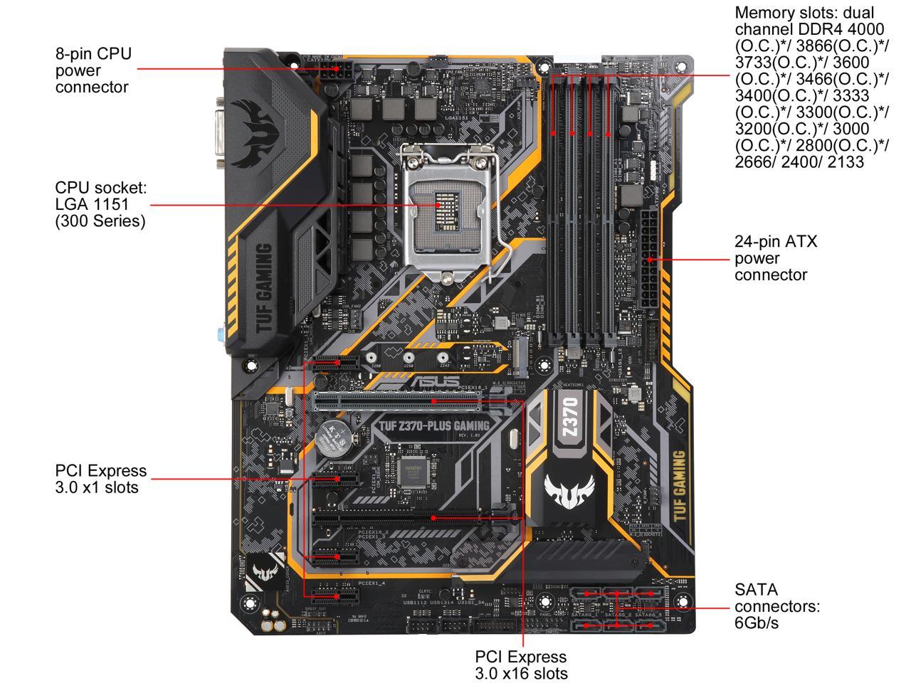 ASUS TUF Z370-Plus Gaming LGA 1151 (300 Series) Intel Z370 SATA 6Gb/s ATX Intel Motherboard