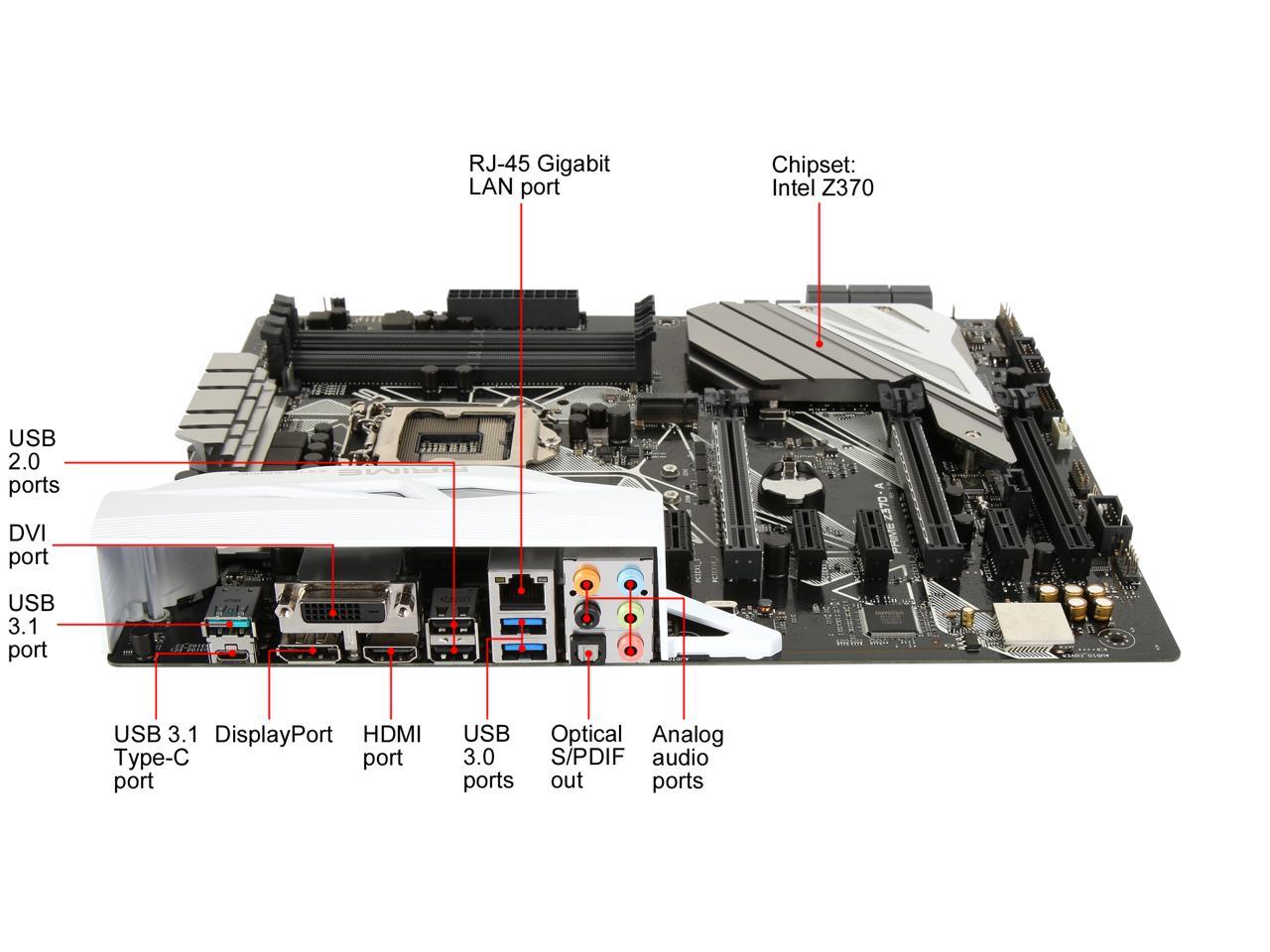 ASUS Prime Z370-A LGA 1151 (300 Series) Intel Z370 HDMI SATA 6Gb/s USB 3.1 ATX Intel Motherboard