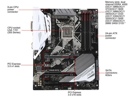 ASUS Prime Z370-A LGA 1151 (300 Series) Intel Z370 HDMI SATA 6Gb/s USB 3.1 ATX Intel Motherboard