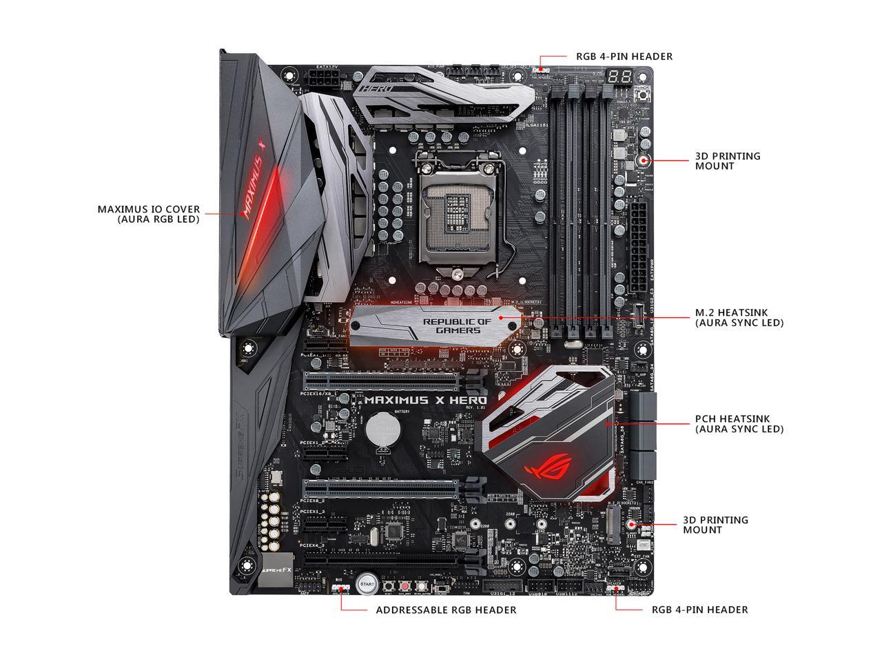 ASUS ROG Maximus X Hero LGA 1151 (300 Series) Intel Z370 HDMI SATA 6Gb/s USB 3.1 ATX Intel Motherboard