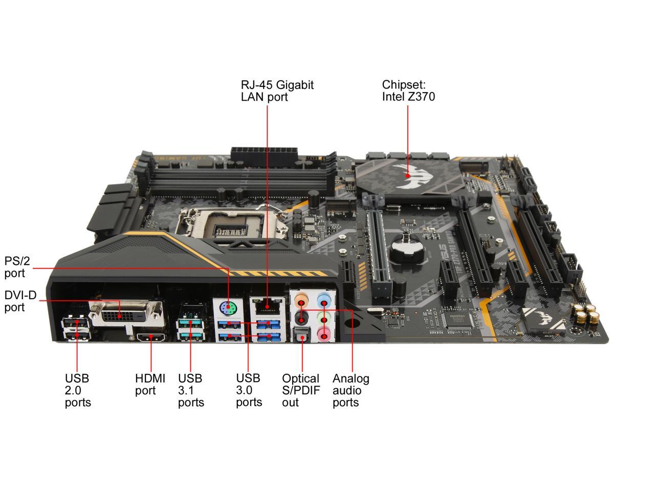 ASUS TUF Z370-Pro Gaming LGA 1151 (300 Series) Intel Z370 HDMI SATA 6Gb/s USB 3.1 ATX Intel Motherboard
