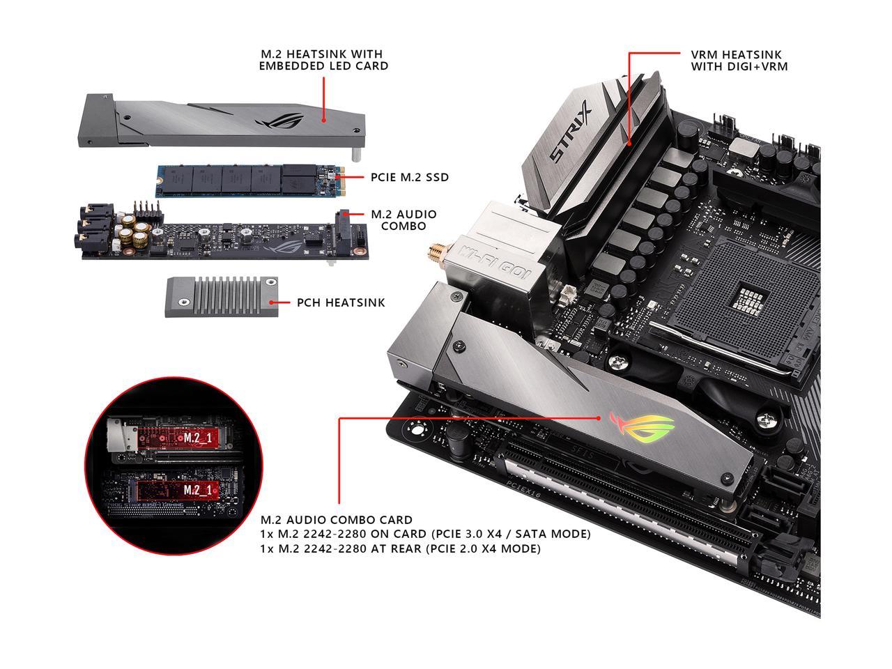 ASUS ROG STRIX B350-I GAMING AM4 AMD B350 SATA 6Gb/s USB 3.1 Mini ITX AMD Motherboard