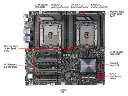 ASUS WS C621E Sage EEB Server Motherboard Dual LGA 3647 Intel C621