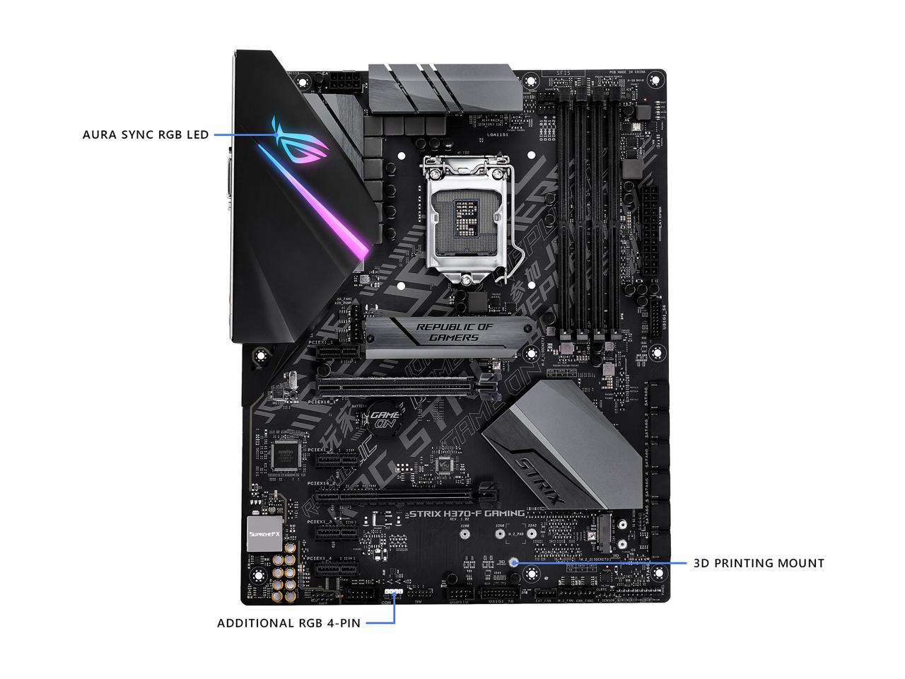 ASUS ROG Strix H370-F Gaming LGA1151 (300 Series) DDR4 DP HDMI DVI M.2 ATX MotherboardÂ with USB 3.1 Gen2