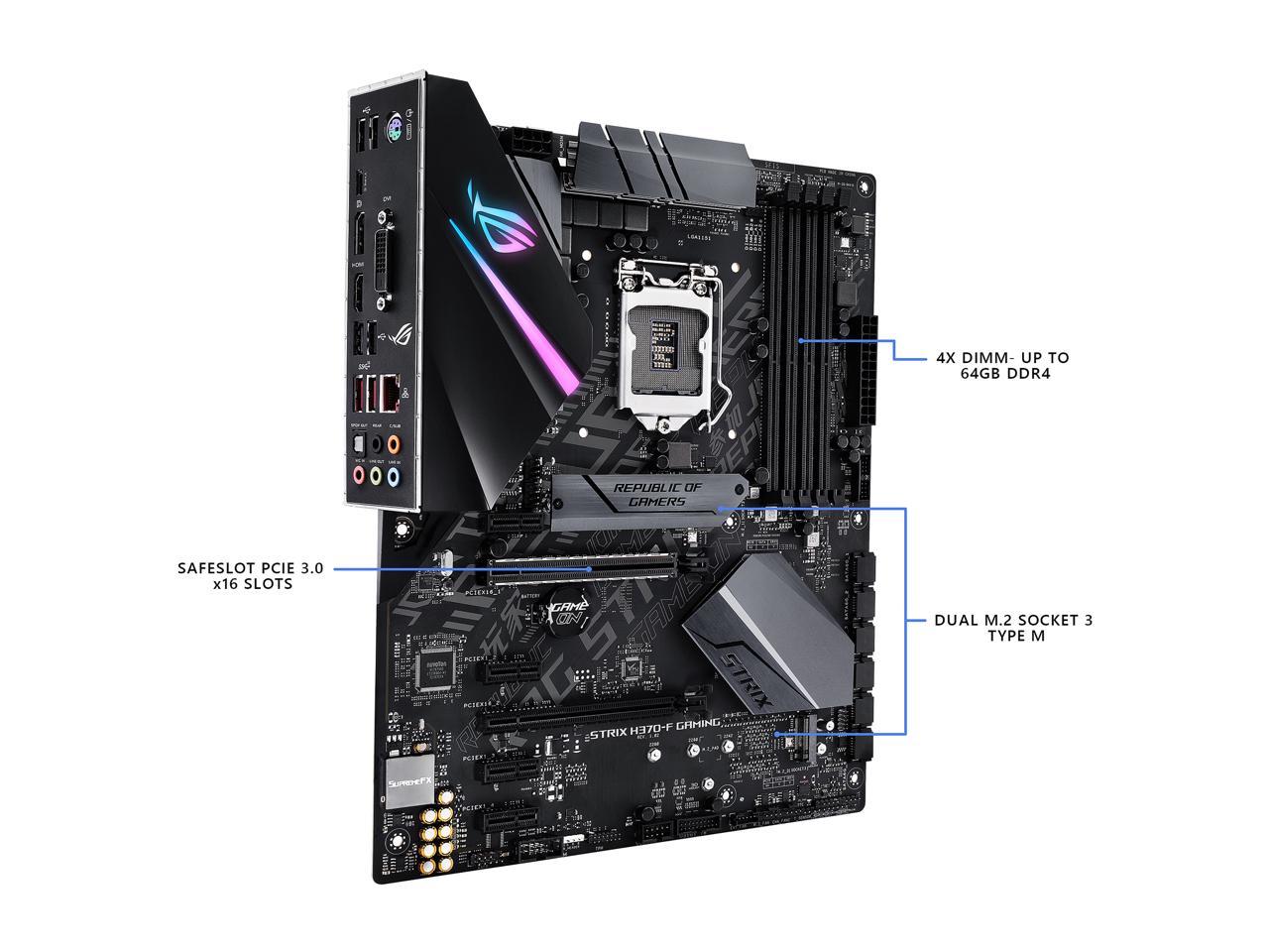 ASUS ROG Strix H370-F Gaming LGA1151 (300 Series) DDR4 DP HDMI DVI M.2 ATX MotherboardÂ with USB 3.1 Gen2
