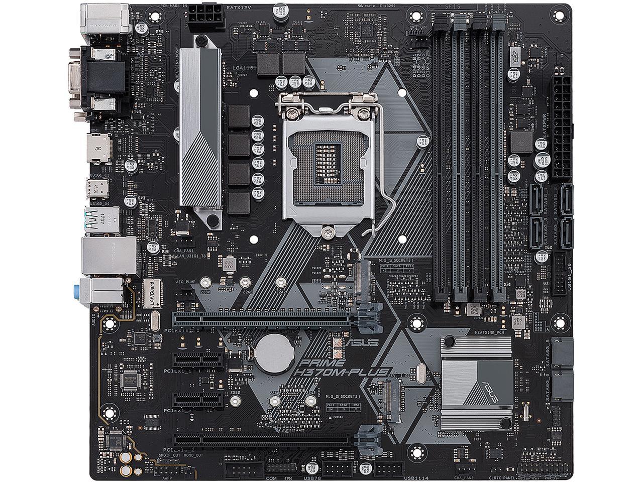 ASUS Prime H370M-Plus/CSM LGA1151 (300 Series) DDR4 HDMI DVI VGA M.2 mATX Motherboard