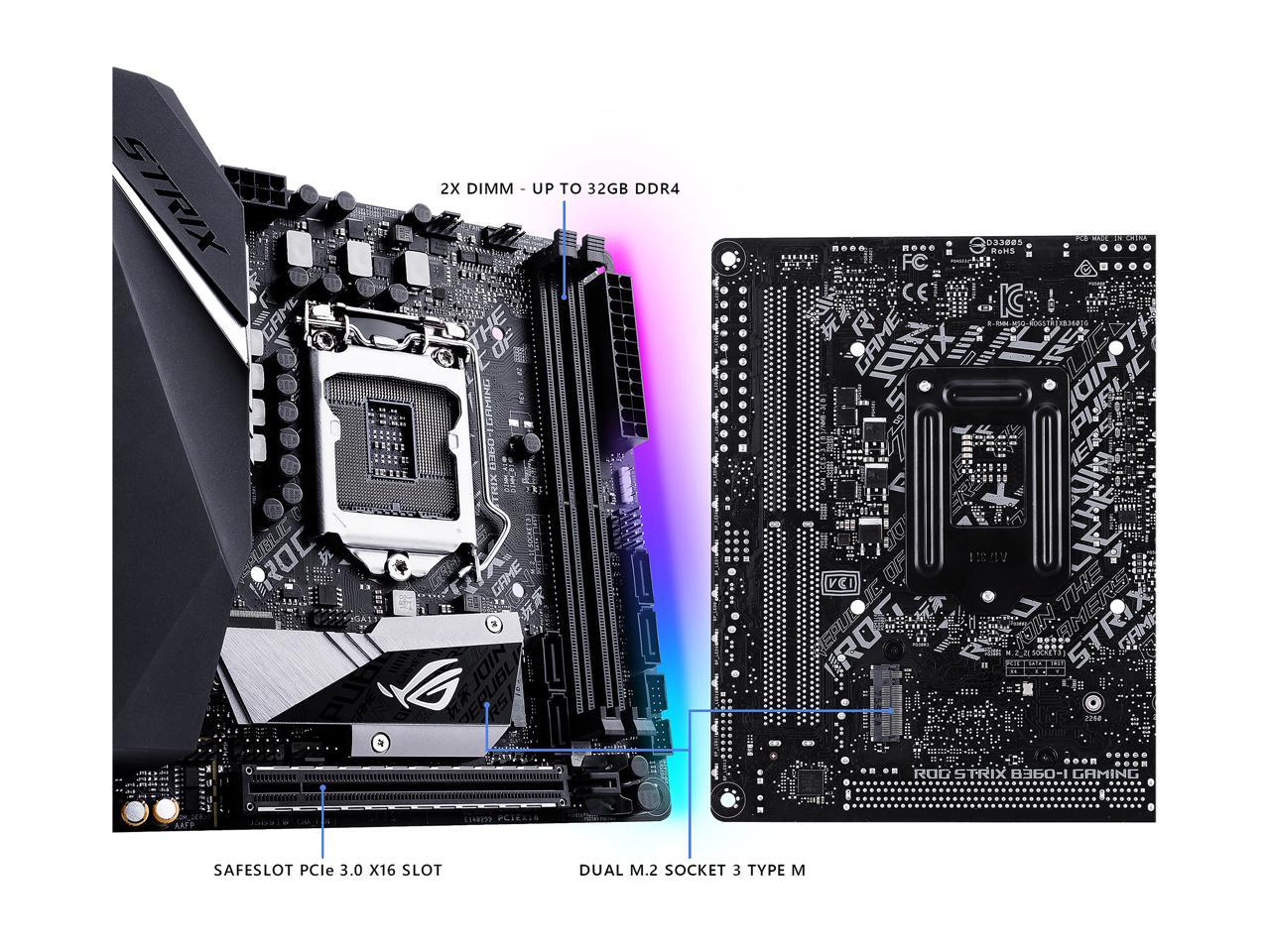 ASUS ROG STRIX B360-I GAMING LGA1151 (300 Series) DDR4 DP HDMI M.2 Mini-ITX Motherboard