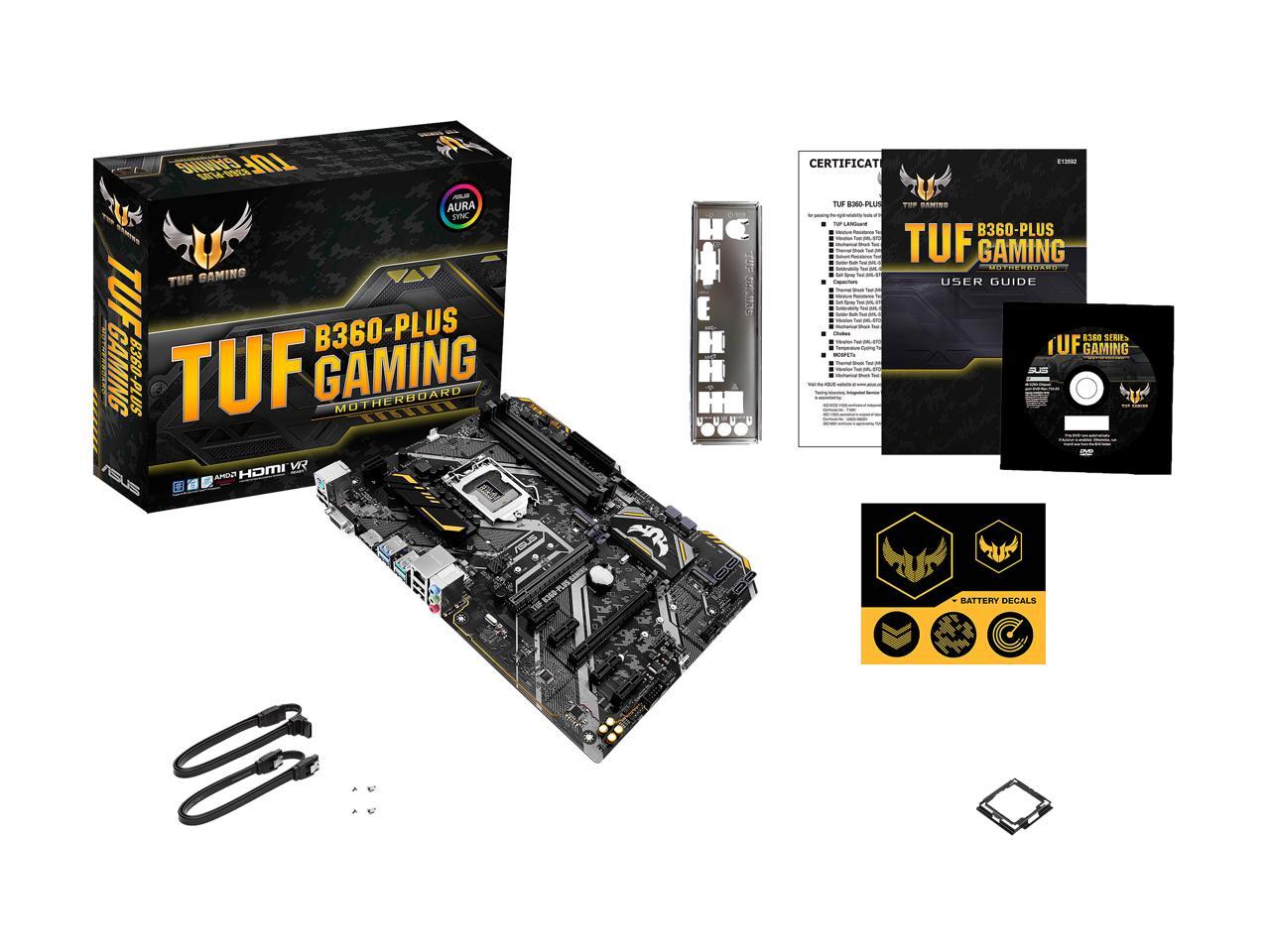 ASUS TUF B360-Plus Gaming LGA1151 (300 Series) DDR4 HDMI VGA M.2 ATX Motherboard