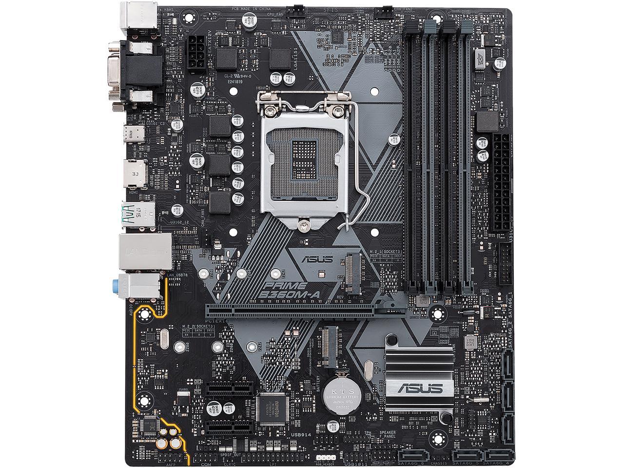 ASUS PRIME B360M-A LGA1151 (300 Series) DDR4 HDMI DVI VGA M.2 mATX Motherboard