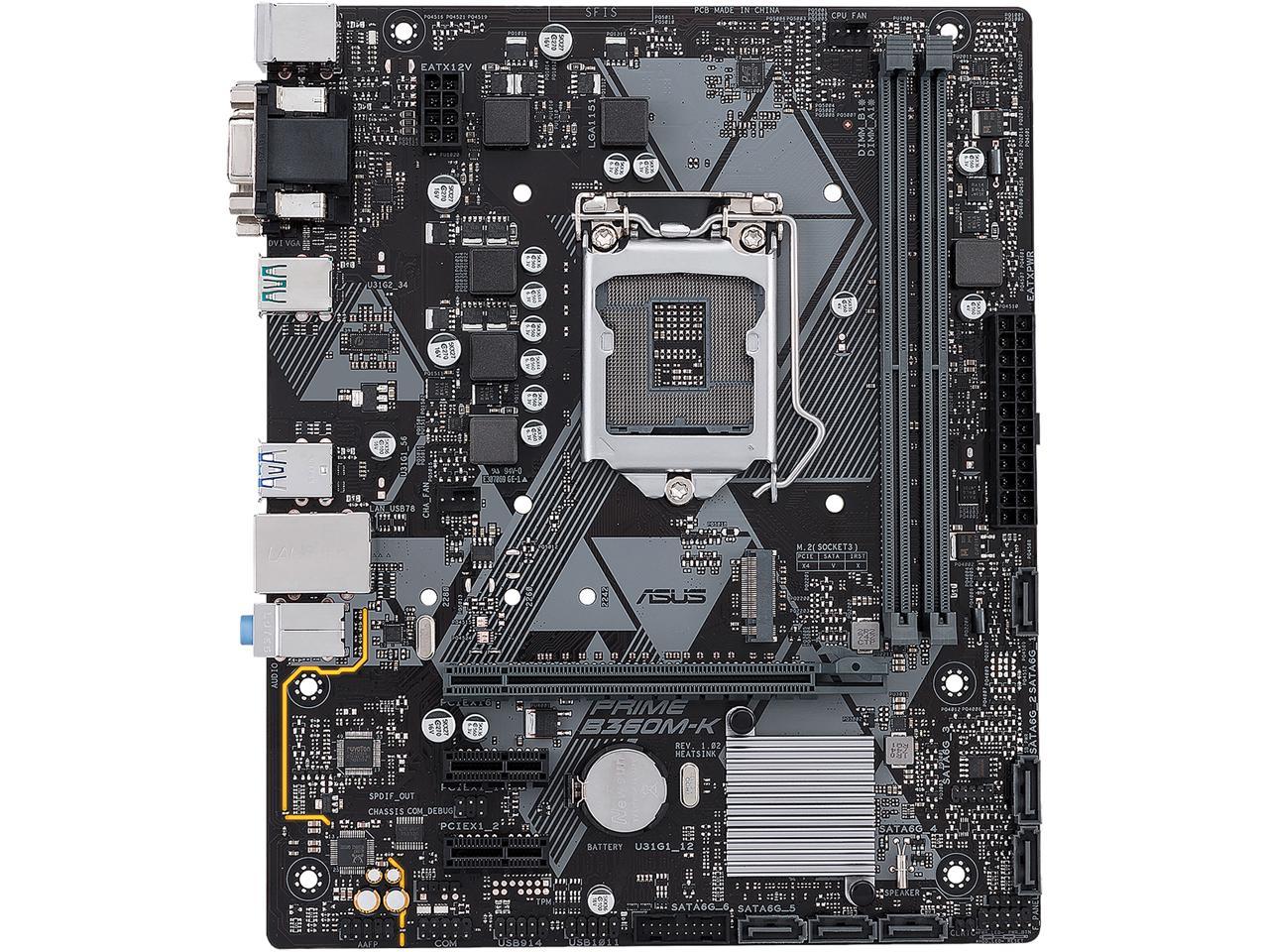 ASUS PRIME B360M-K LGA1151 (300 Series) DDR4 DVI VGA M.2 mATX Motherboard