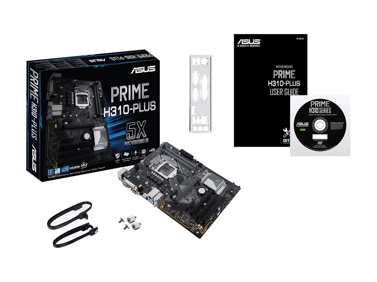 ASUS Prime H310-Plus LGA1151 (300 Series) DDR4 HDMI VGA ATX Motherboard