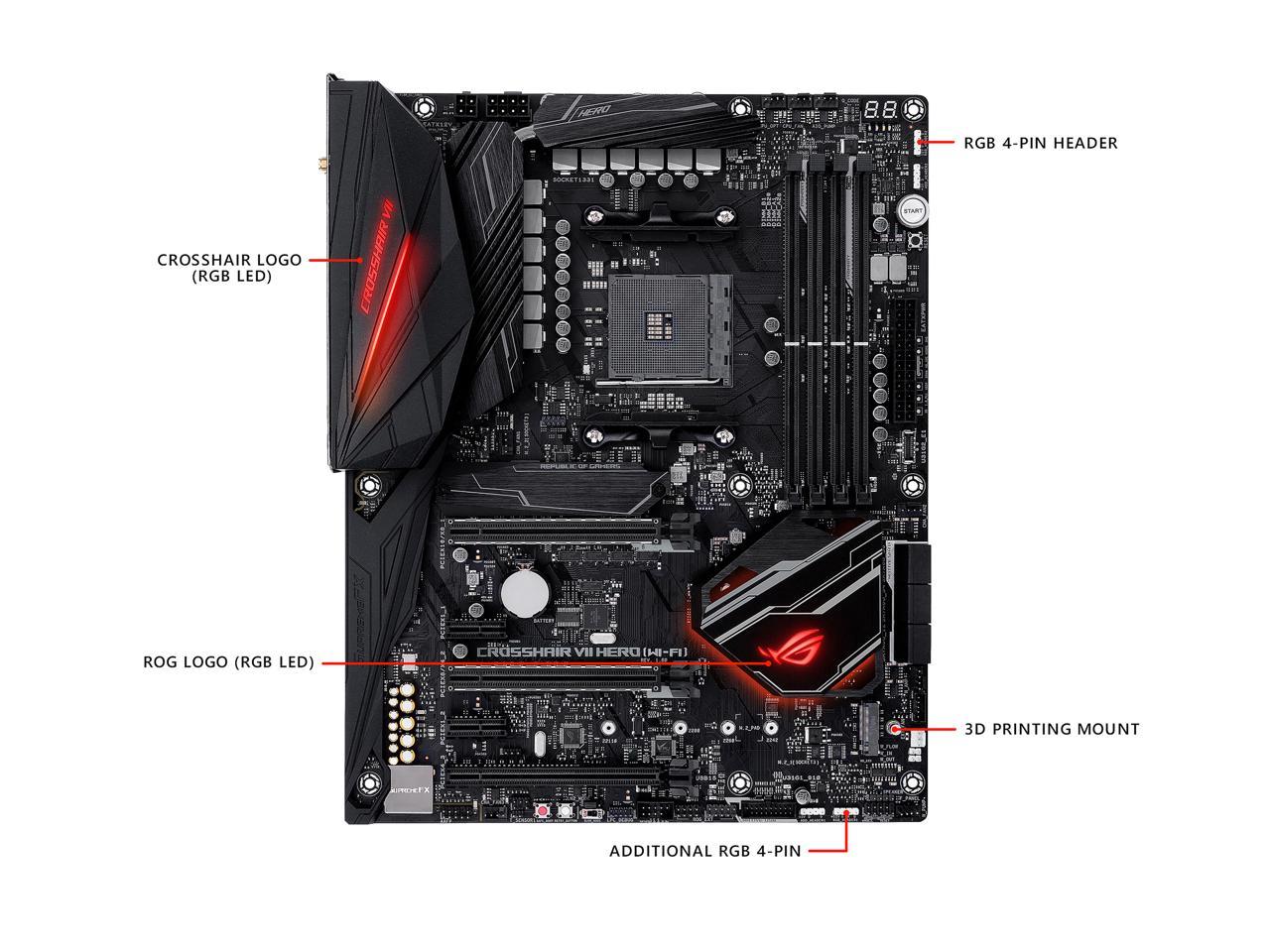 ASUS ROG Crosshair VII Hero (Wi-Fi) AM4 AMD X470 SATA 6Gb/s ATX AMD Motherboard