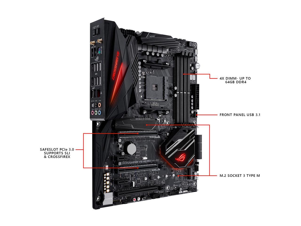 ASUS ROG Crosshair VII Hero (Wi-Fi) AM4 AMD X470 SATA 6Gb/s ATX AMD Motherboard