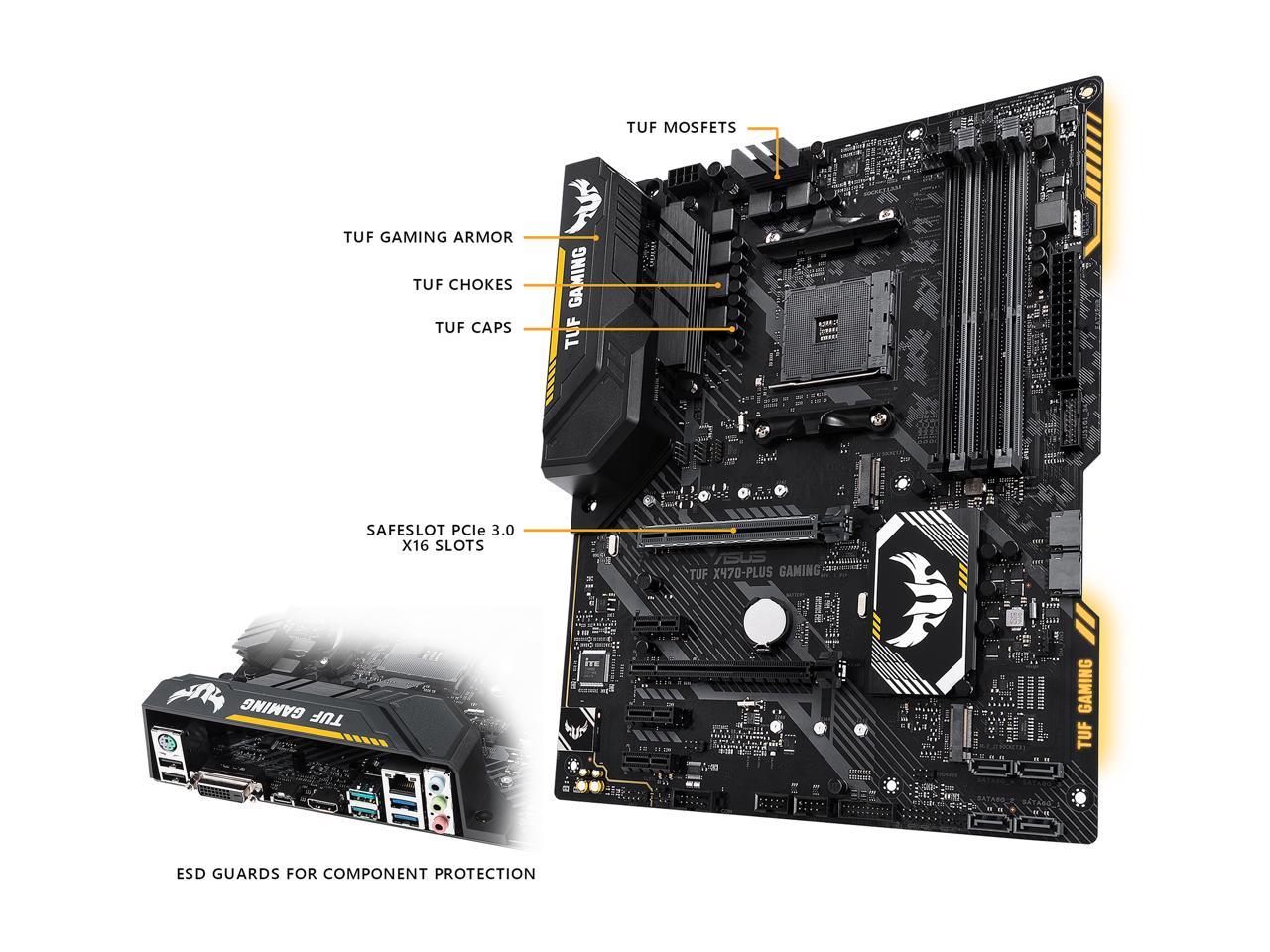 ASUS TUF X470-Plus Gaming AM4 AMD X470 SATA 6Gb/s ATX AMD Motherboard
