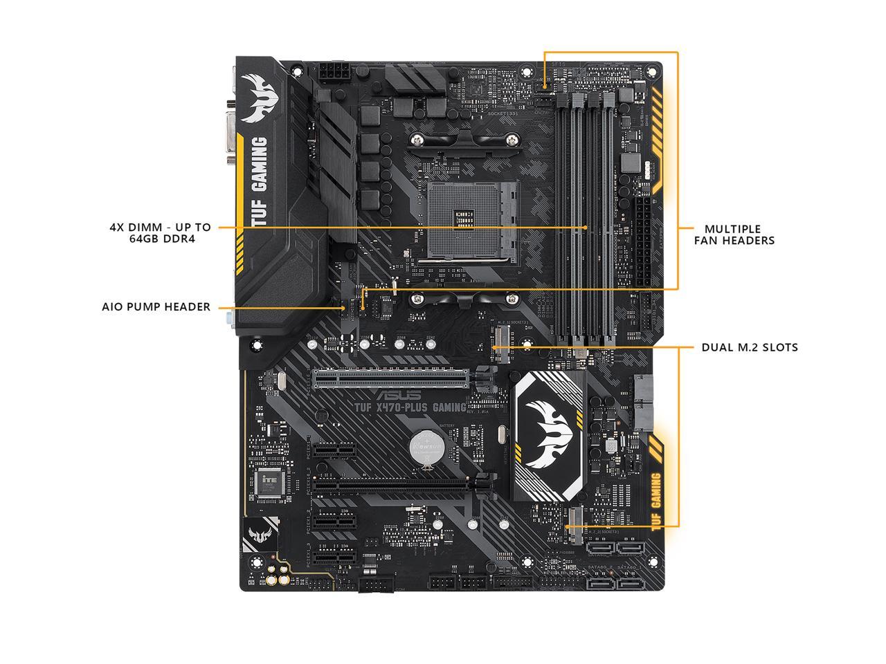 ASUS TUF X470-Plus Gaming AM4 AMD X470 SATA 6Gb/s ATX AMD Motherboard