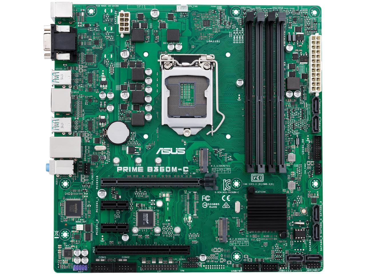 ASUS PRIME B360M-C/CSM LGA 1151 (300 Series) Intel B360 SATA 6Gb/s Micro ATX Intel Motherboard