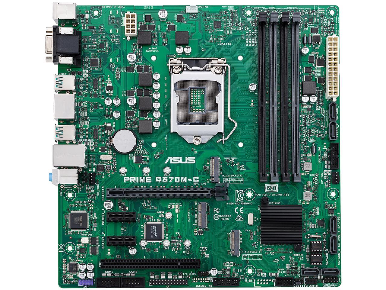 ASUS PRIME Q370M-C/CSM LGA 1151 (300 Series) Intel Q370 SATA 6Gb/s uATX Intel Motherboard