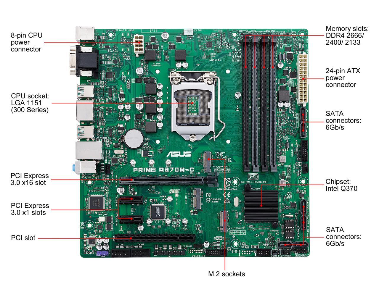 ASUS PRIME Q370M-C/CSM LGA 1151 (300 Series) Intel Q370 SATA 6Gb/s uATX Intel Motherboard