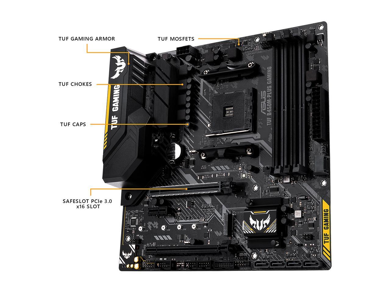 ASUS TUF B450M-PLUS GAMING AM4 AMD B450 SATA 6Gb/s Micro ATX AMD Motherboard