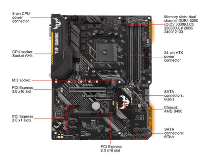 ASUS TUF B450-PLUS GAMING AM4 AMD B450 SATA 6Gb/s ATX AMD Motherboard