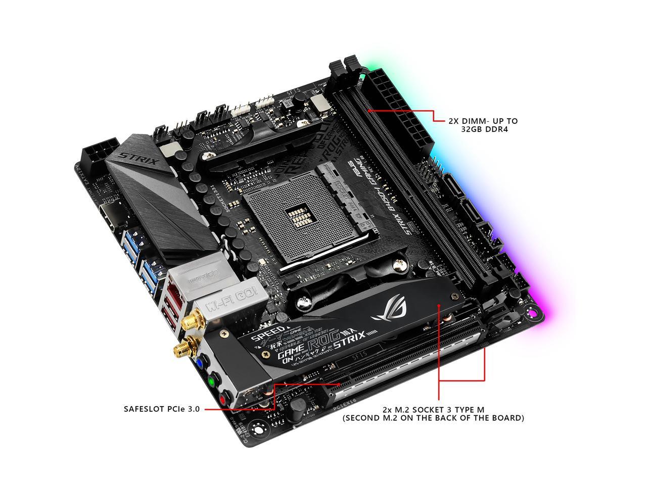 ASUS ROG STRIX B450-I GAMING AM4 AMD B450 SATA 6Gb/s USB 3.1 HDMI Mini ITX AMD Motherboard