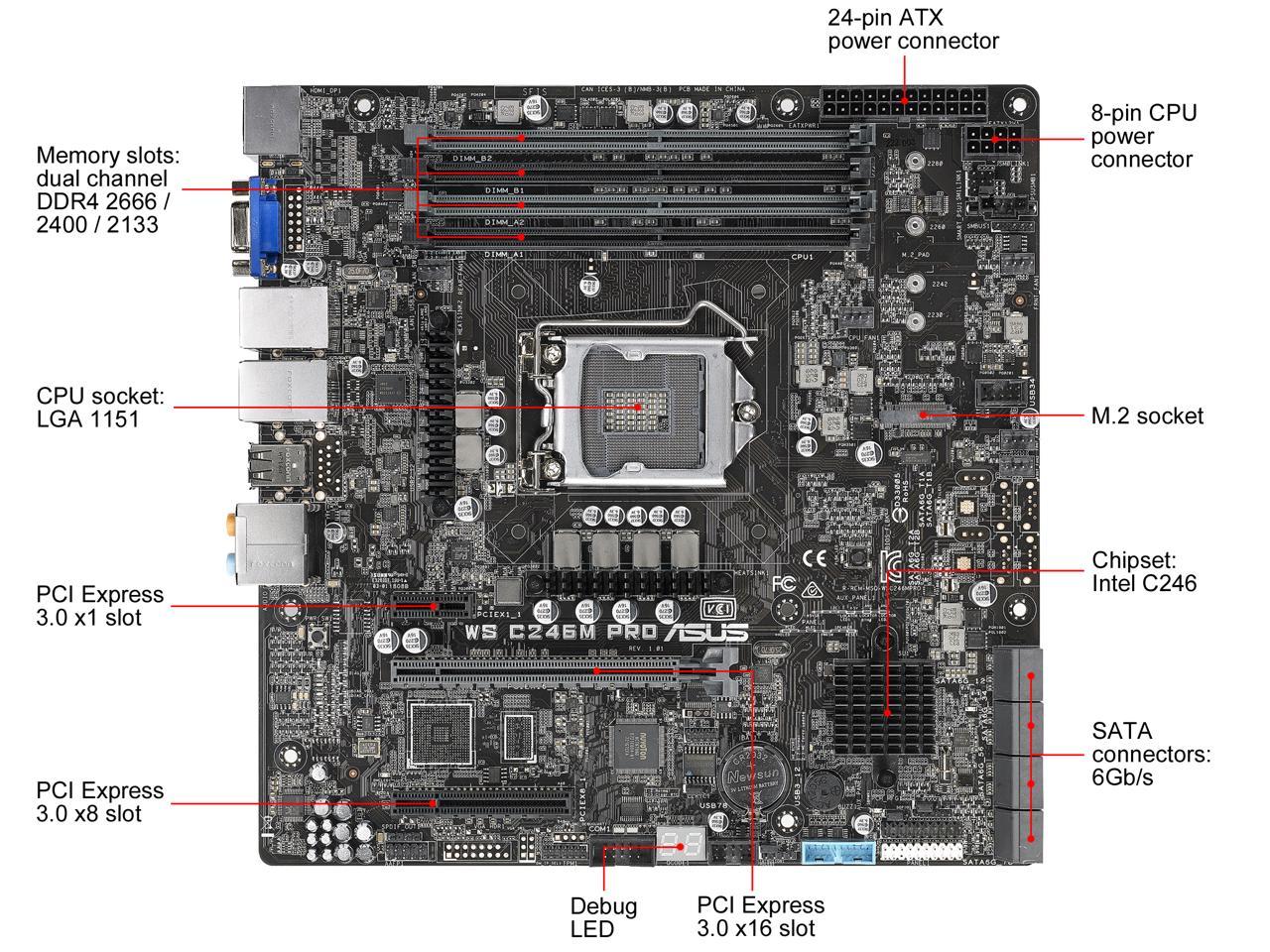 ASUS WS C246M PRO uATX Server Motherboard LGA 1151 Intel C246 Chipset