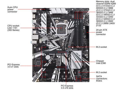 ASUS Prime Z390-P LGA 1151 (300 Series) Intel Z390 SATA 6Gb/s ATX Intel Motherboard