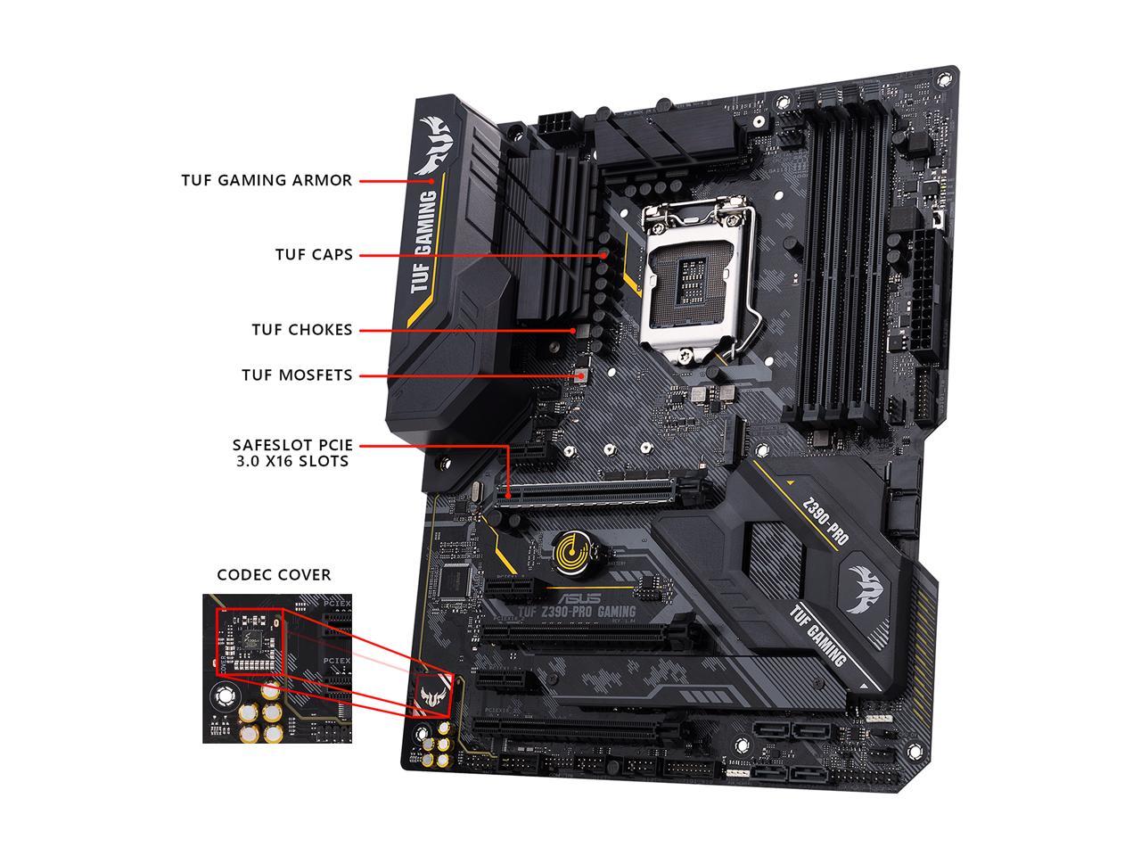 ASUS TUF Z390-Pro Gaming Motherboard LGA1151 (Intel 8th and 9th Gen) ATX DDR4 HDMI M.2 USB 3.1 Gen2 Gigabit LAN