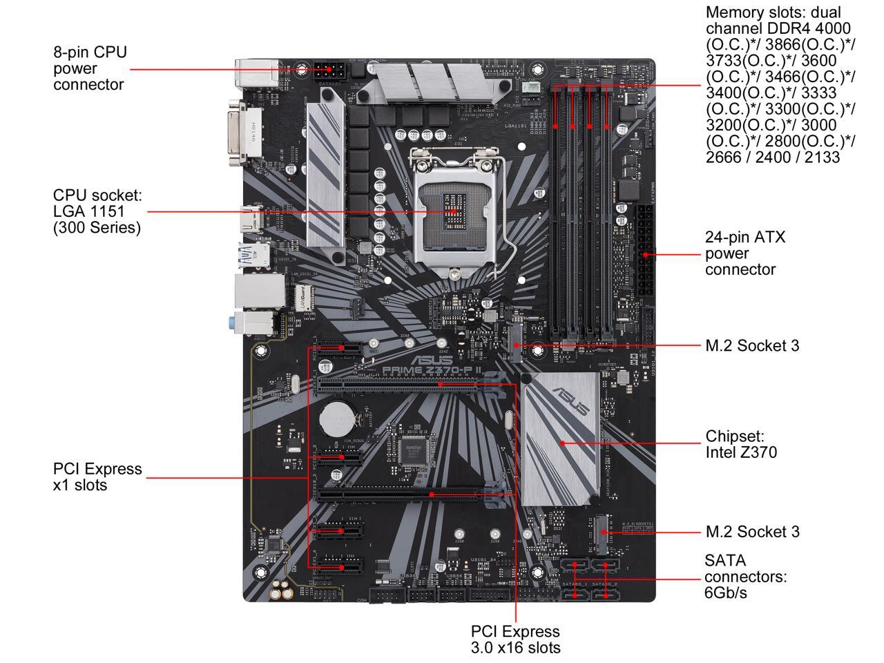 ASUS PRIME Z370-P II LGA 1151 (300 Series) Intel Z370 HDMI SATA 6Gb/s USB 3.1 ATX Intel Motherboard