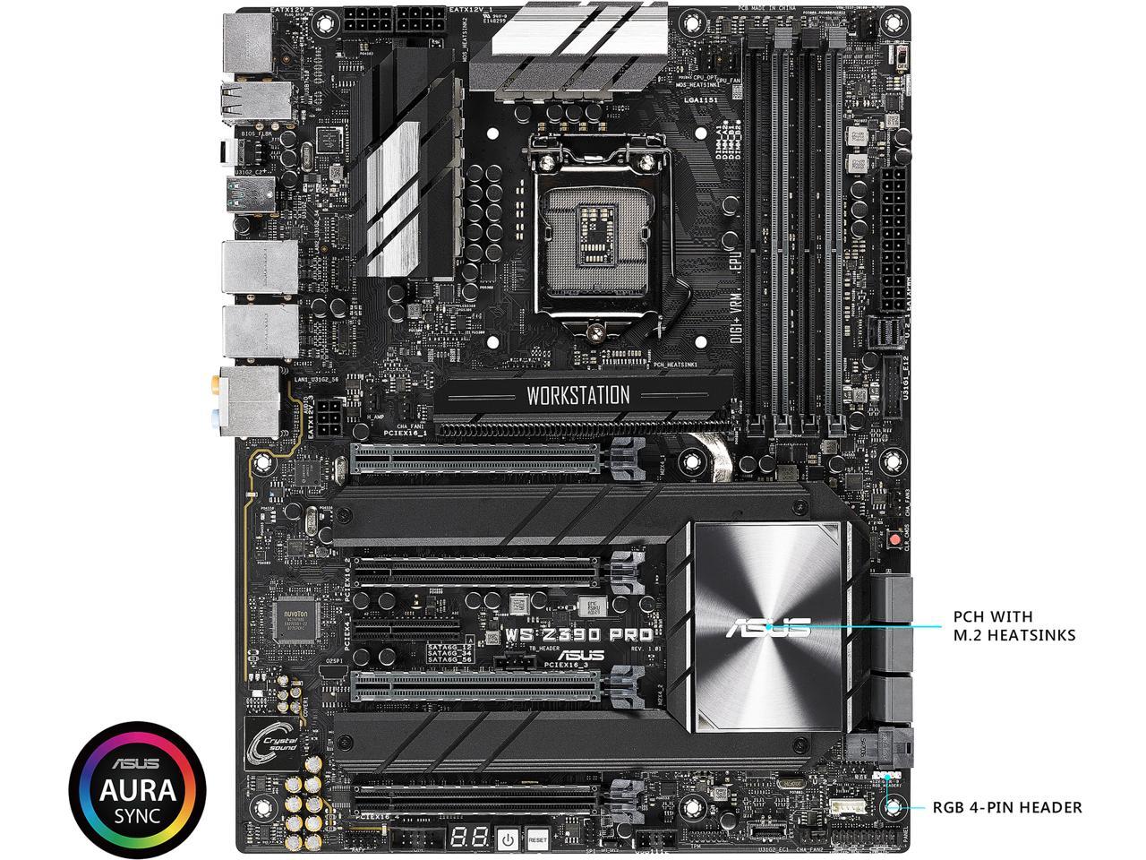 ASUS WS Z390 PRO LGA 1151 (300 Series) Intel Z390 HDMI SATA 6Gb/s USB 3.1 ATX Intel Motherboard