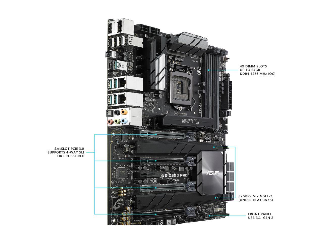 ASUS WS Z390 PRO LGA 1151 (300 Series) Intel Z390 HDMI SATA 6Gb/s USB 3.1 ATX Intel Motherboard