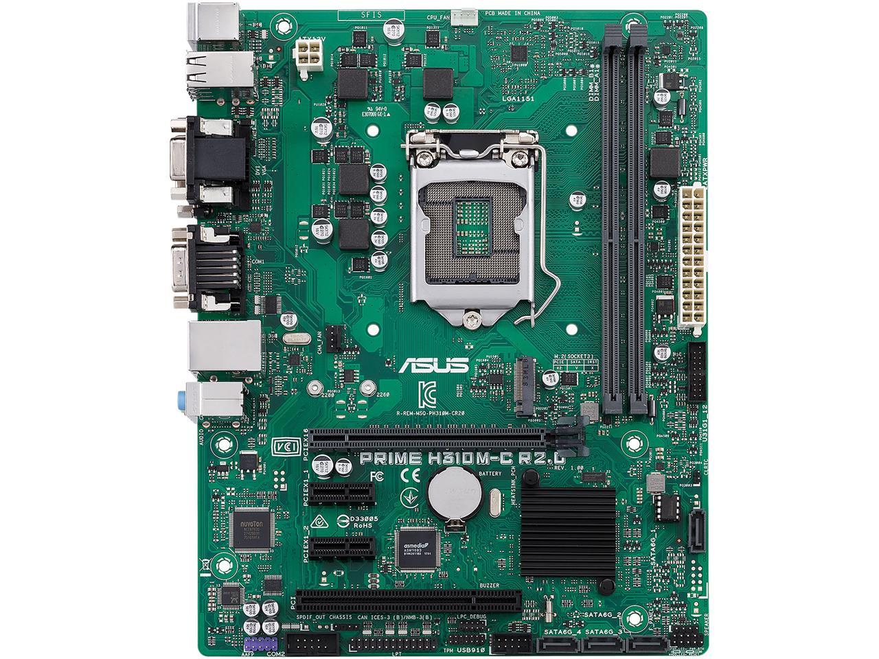 ASUS Prime H310M-C R2.0/CSM LGA 1151 (300 Series) Intel H310 SATA 6Gb/s USB 3.1 Micro ATX Intel Motherboard