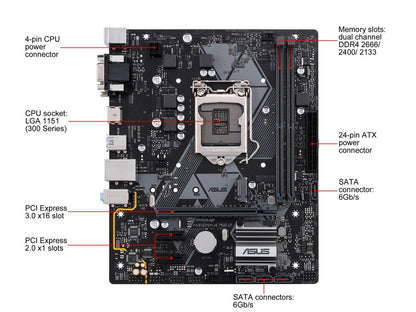 Asus Prime H310M-A R2.0/CSM Desktop Motherboard - Intel Chipset - Socket H4 LGA-1151
