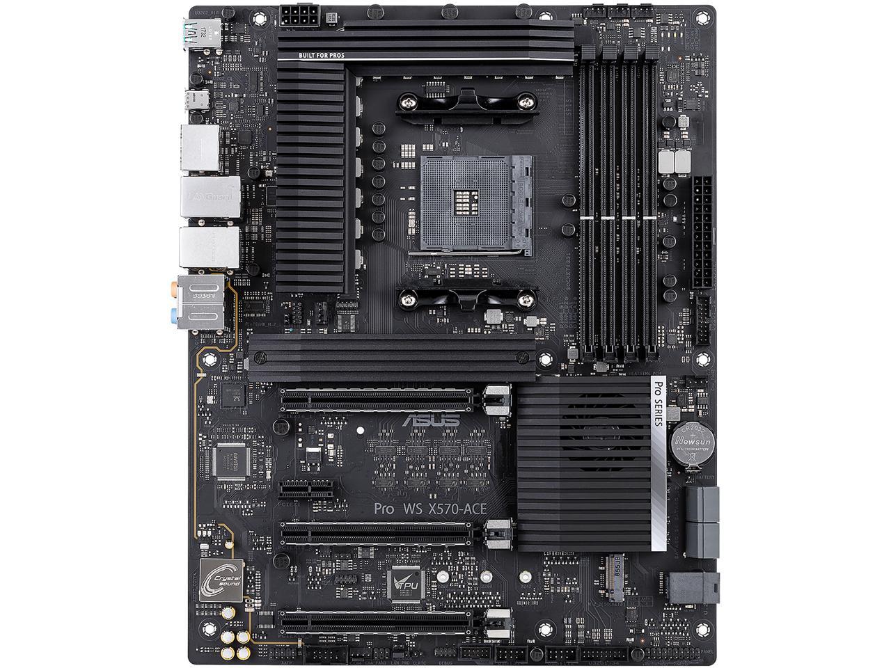 ASUS AMD AM4 PRO WS X570-ACE ATX Workstation Motherboard with 3 PCIe 4.0 x16, Realtek and Intel Gigabit LAN, DDR4 ECC Memory Support, Dual M.2, U.2, and ASUS Control Center Express