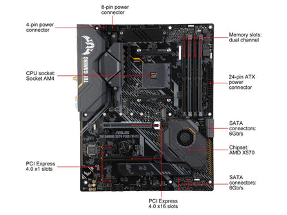 ASUS AM4 TUF Gaming X570-Plus (Wi-Fi) ATX Motherboard with PCIe 4.0, Dual M.2, 12+2 with Dr. MOS Power Stage, HDMI, DP, SATA 6Gb/s, USB 3.2 Gen 2 and Aura Sync RGB Lighting