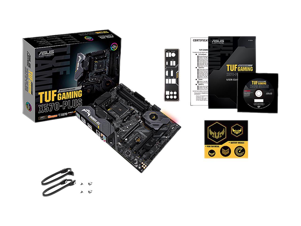 ASUS AM4 TUF GAMING X570-Plus ATX Motherboard with PCIe 4.0, Dual M.2, 12+2 with Dr. MOS Power Stage, HDMI, DP, SATA 6Gb/s, USB 3.2 Gen 2 and Aura Sync RGB Lighting