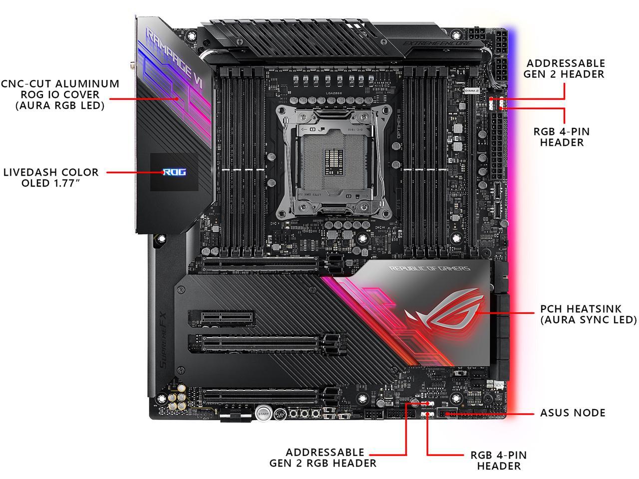 ASUS ROG Rampage VI Extreme Encore LGA 2066 Intel X299 SATA 6Gb/s Extended ATX Intel Motherboard