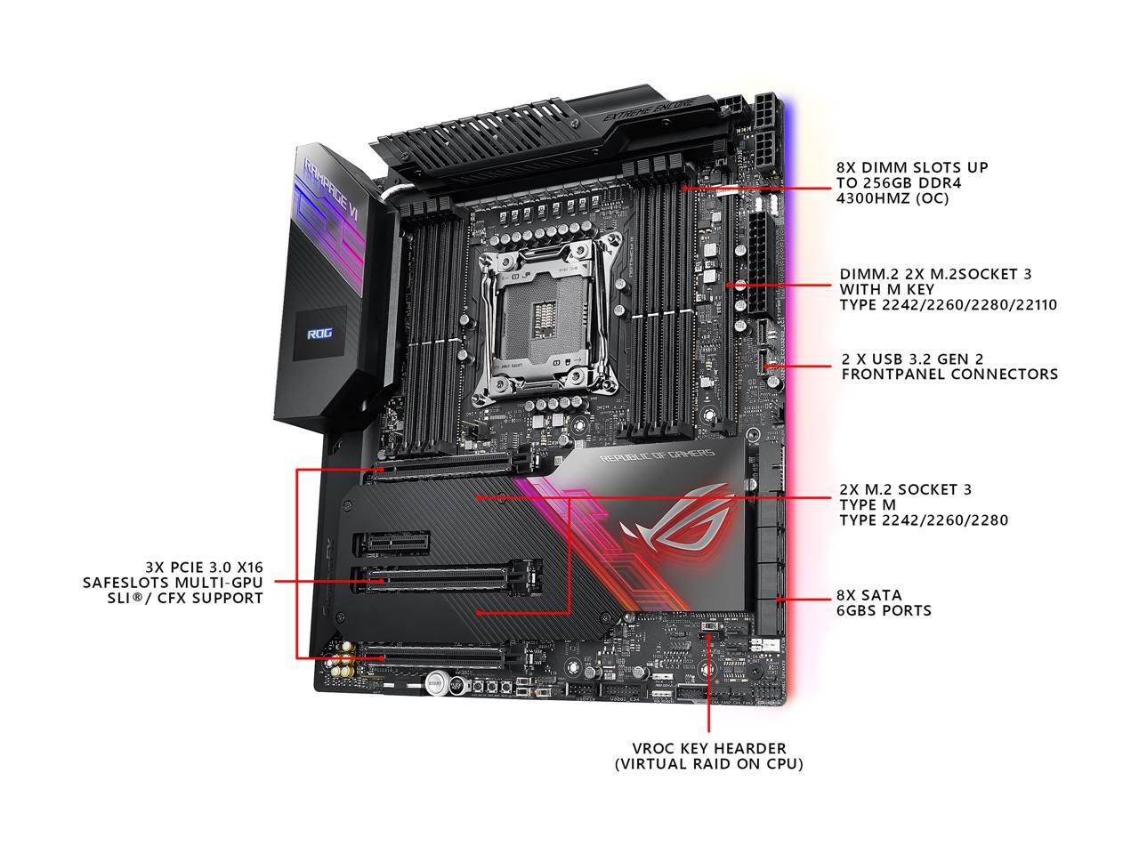 ASUS ROG Rampage VI Extreme Encore LGA 2066 Intel X299 SATA 6Gb/s Extended ATX Intel Motherboard