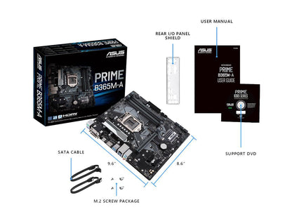 ASUS PRIME B365M-A LGA-1151 Support 9th/8th Gen Intel Processor with Aura Sync RGB Header, DDR4 2666 MHz, M.2 Support, HDMI, SATA 6Gbps mATX Motherboard