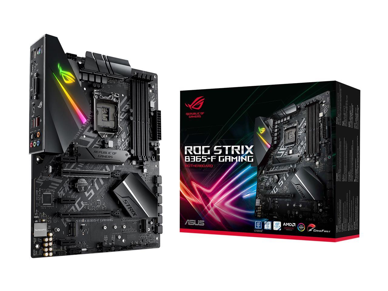 ASUS ROG STRIX B365-F GAMING Support 9th/8th Gen Intel Processor with Aura Sync RGB, Dual M.2, DisplayPort, HDMI, DVI, SATA 6Gbps and USB 3.1 Gen 2 ATX Gaming Motherboard