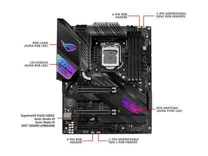 ASUS ROG STRIX Z490-E GAMING LGA 1200 (Intel 10th Gen) Intel Z490 (WiFi 6) SATA 6Gb/s ATX Intel Motherboard (14+2 Power Stages, DDR4 4600, Intel 2.5 Gb Ethernet, Bluetooth v5.1, Dual M.2 and AURA Sync)