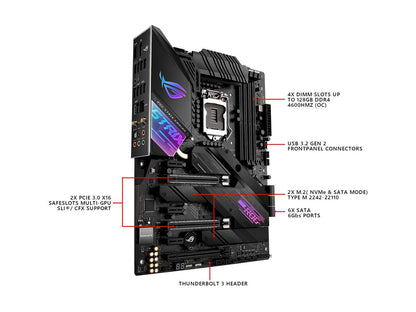 ASUS ROG STRIX Z490-E GAMING LGA 1200 (Intel 10th Gen) Intel Z490 (WiFi 6) SATA 6Gb/s ATX Intel Motherboard (14+2 Power Stages, DDR4 4600, Intel 2.5 Gb Ethernet, Bluetooth v5.1, Dual M.2 and AURA Sync)