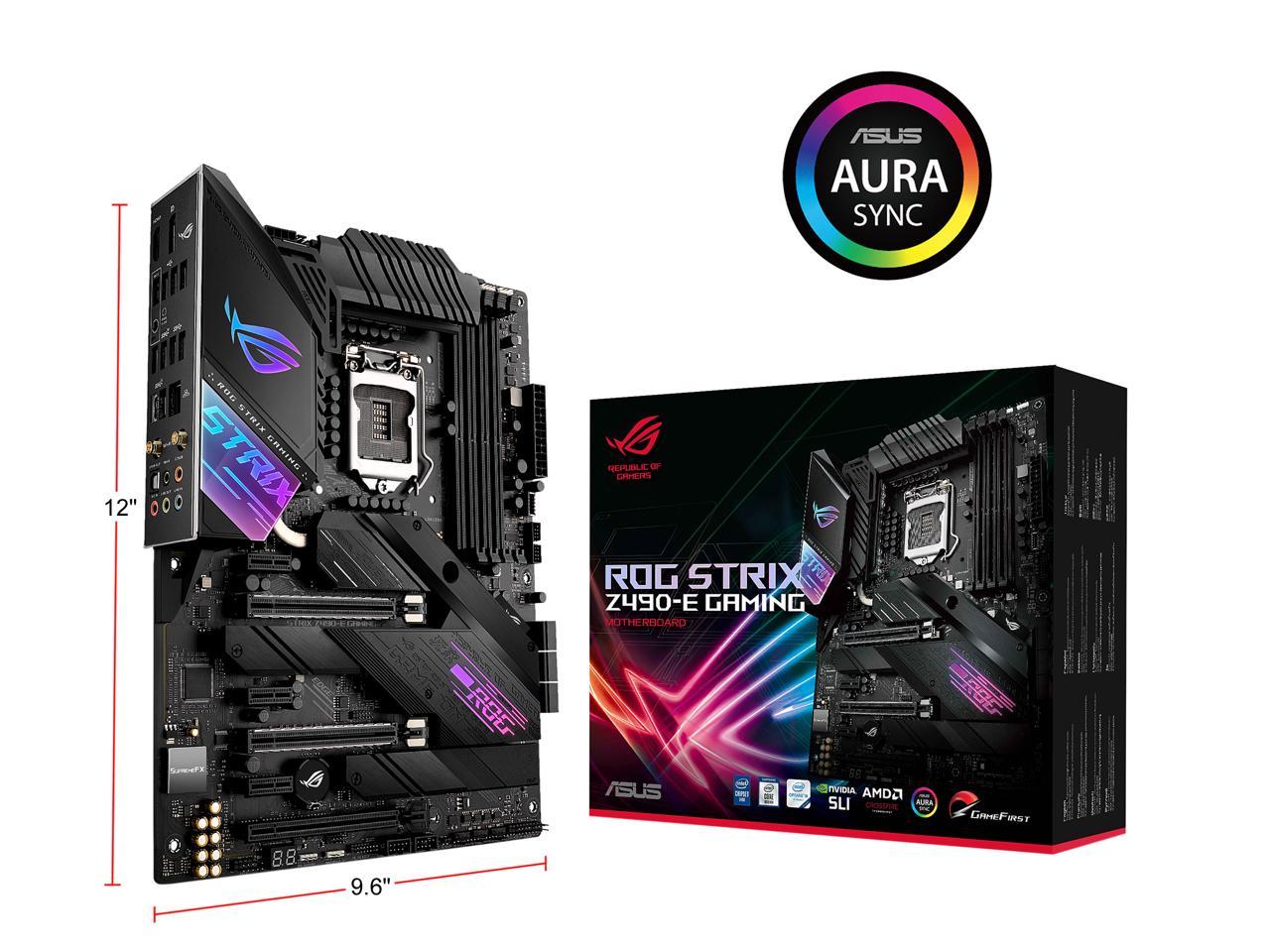 ASUS ROG STRIX Z490-E GAMING LGA 1200 (Intel 10th Gen) Intel Z490 (WiFi 6) SATA 6Gb/s ATX Intel Motherboard (14+2 Power Stages, DDR4 4600, Intel 2.5 Gb Ethernet, Bluetooth v5.1, Dual M.2 and AURA Sync)